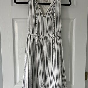 LOFT Navy and White Striped Dress